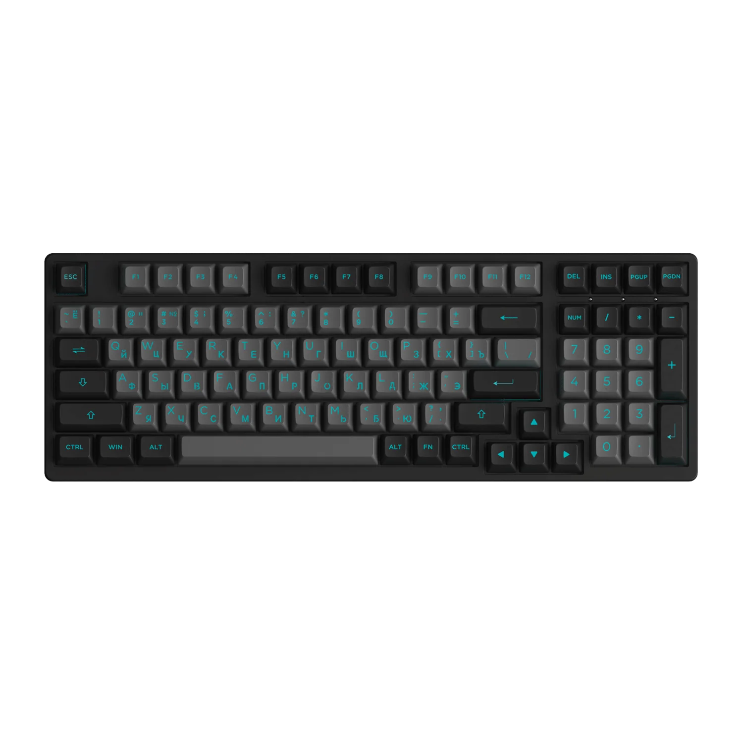 Black & Cyan Cyrillic Keycap Set (98-key) - Image 3