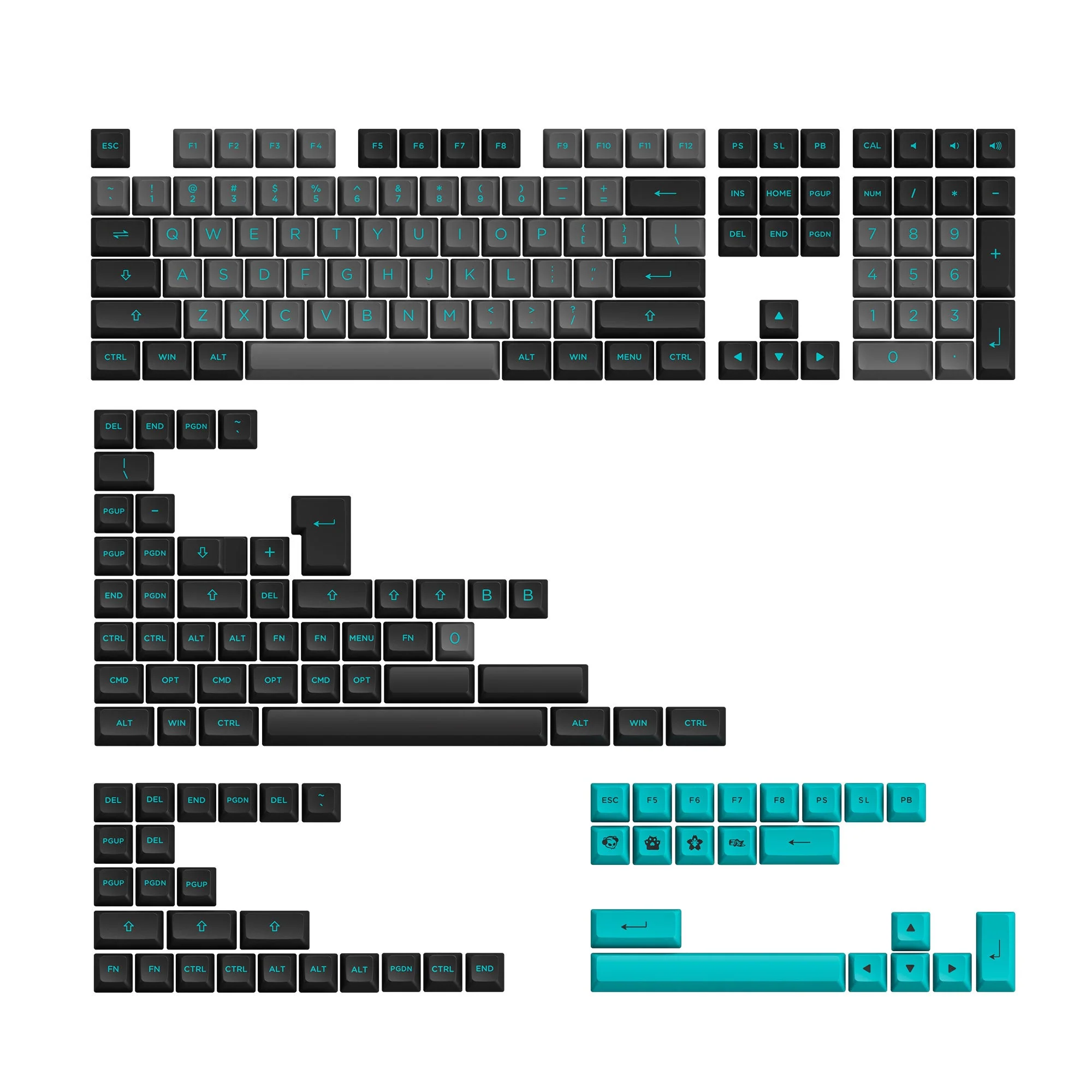 Black & Cyan Keycap Set(197-Key) - Image 9