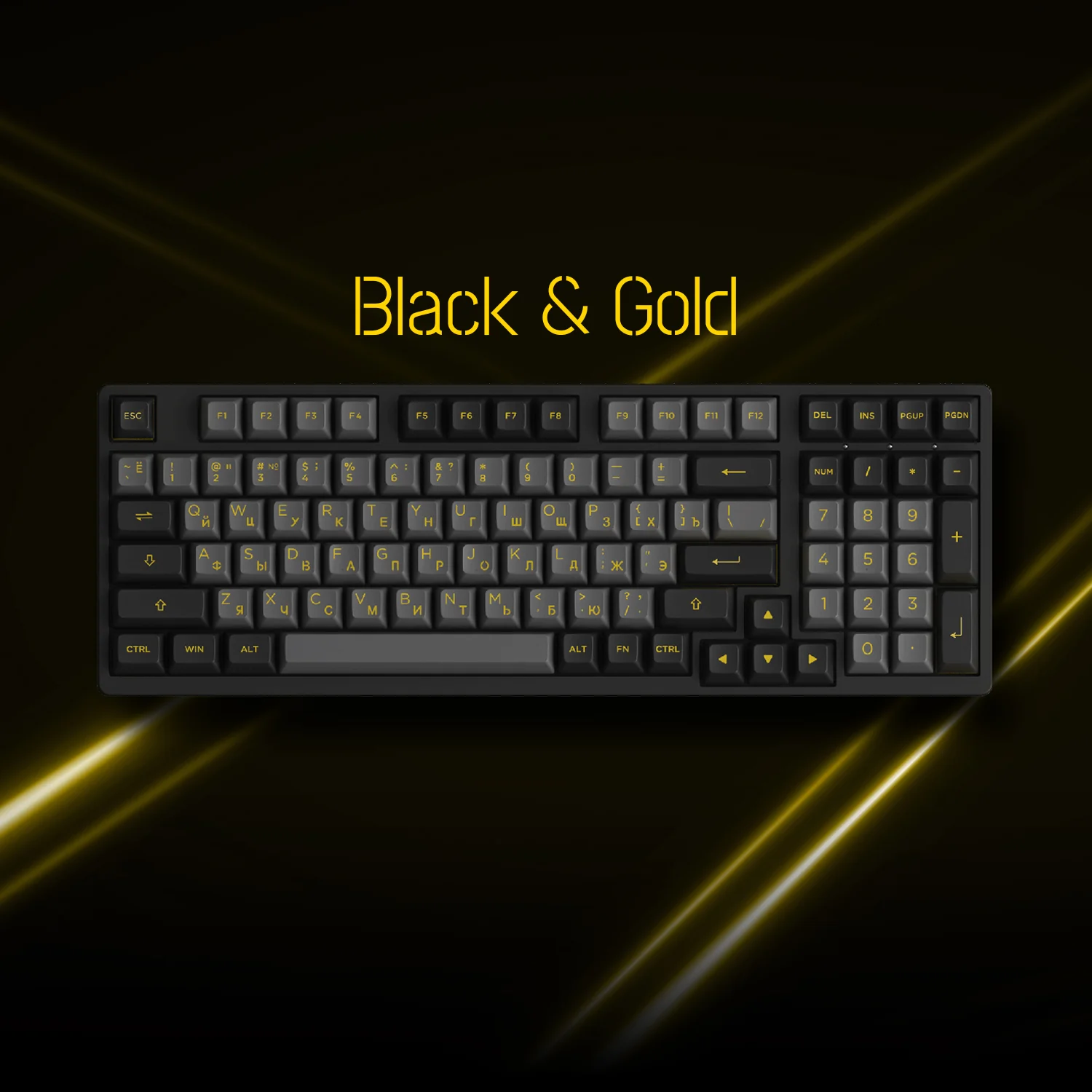 Black & Gold Cyrillic Keycap Set (98-key) - Image 2