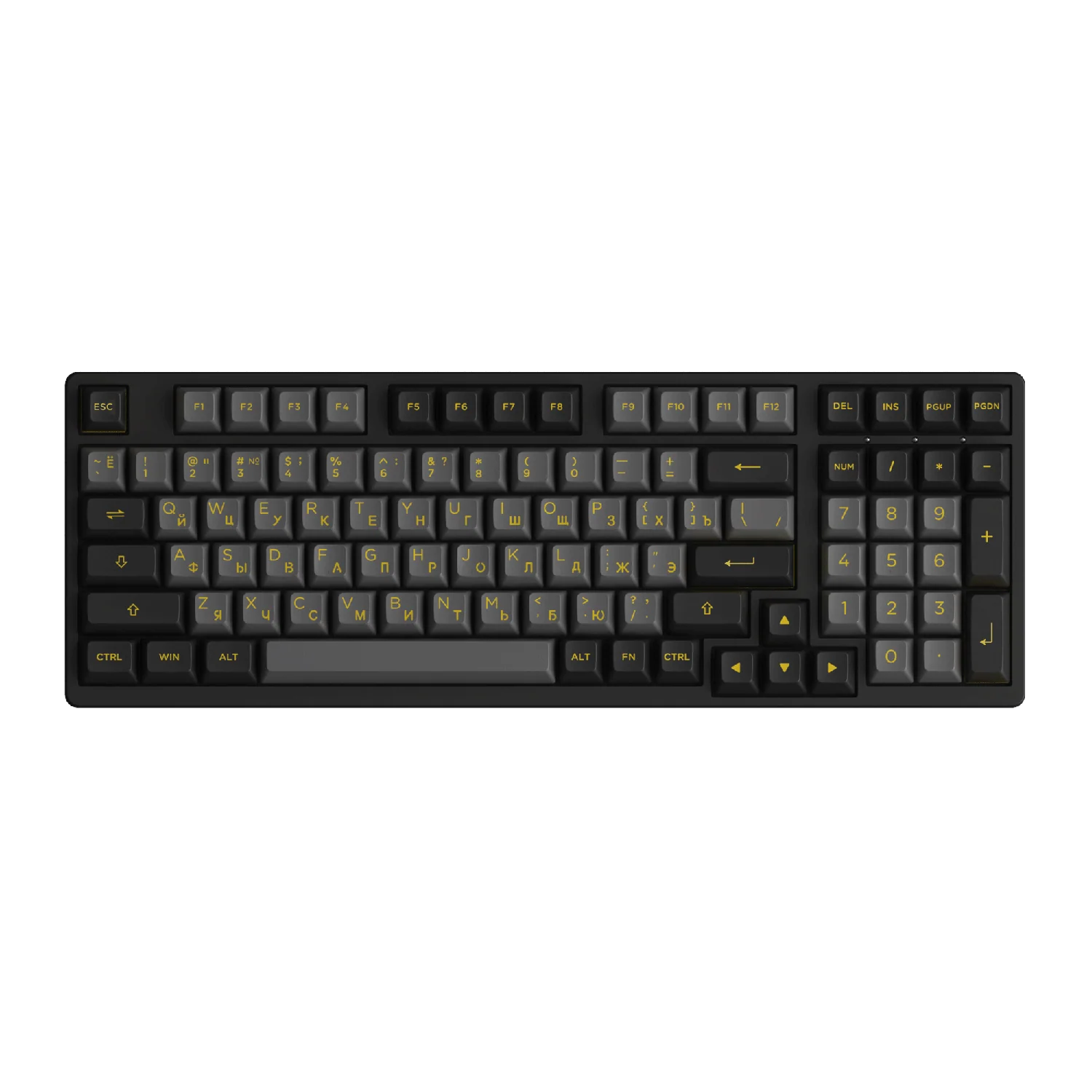 Black & Gold Cyrillic Keycap Set (98-key) - Image 3