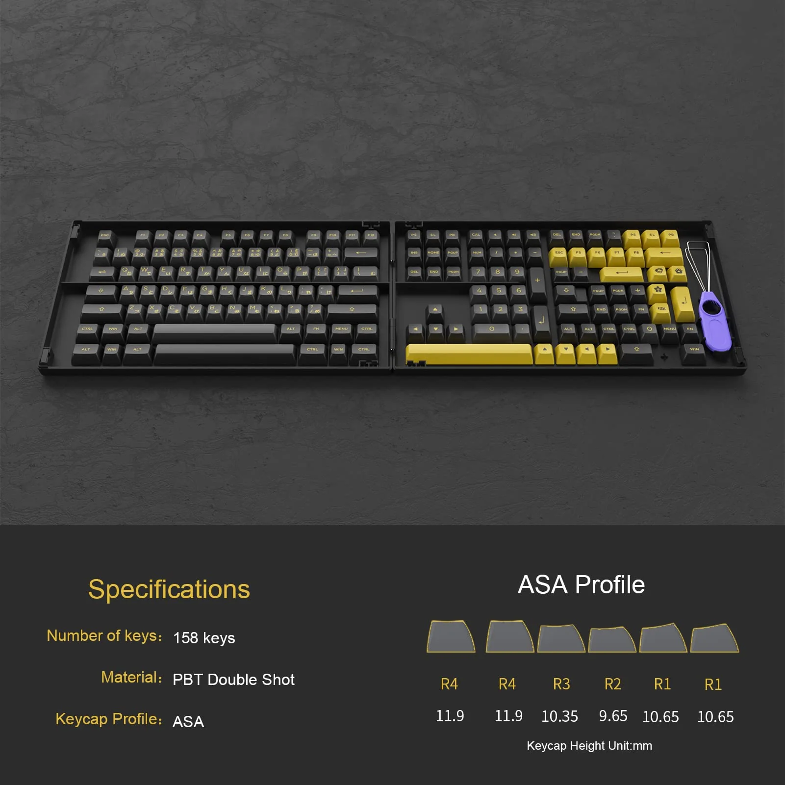 Black & Gold Keycap-Set Hiragana Version(158-Key) - Image 3