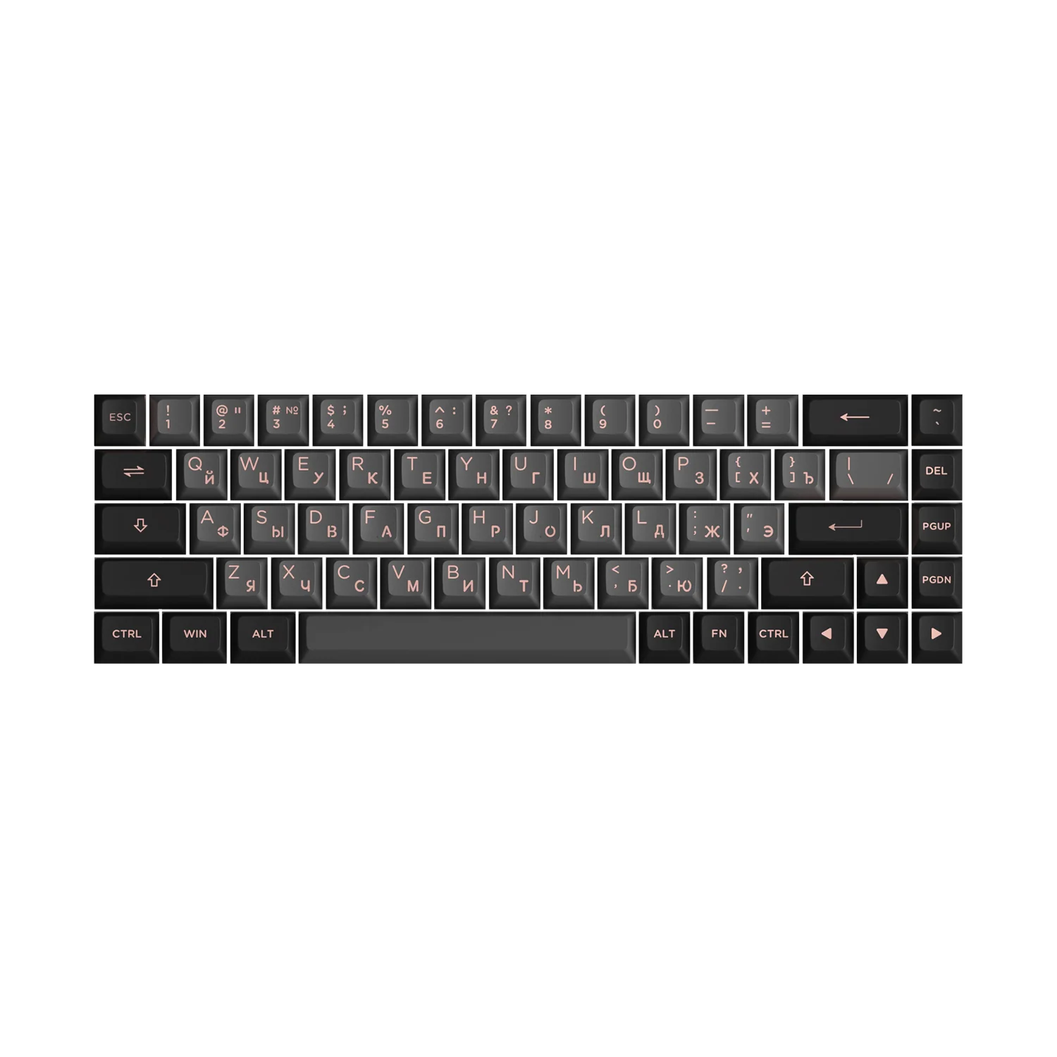 Black & Pink Cyrillic Keycap Set (68-key)