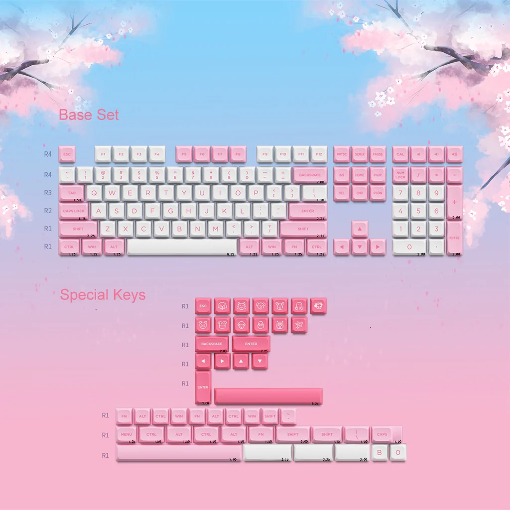 Black & Pink Keycap Set ASA Low(155-key) - Image 14