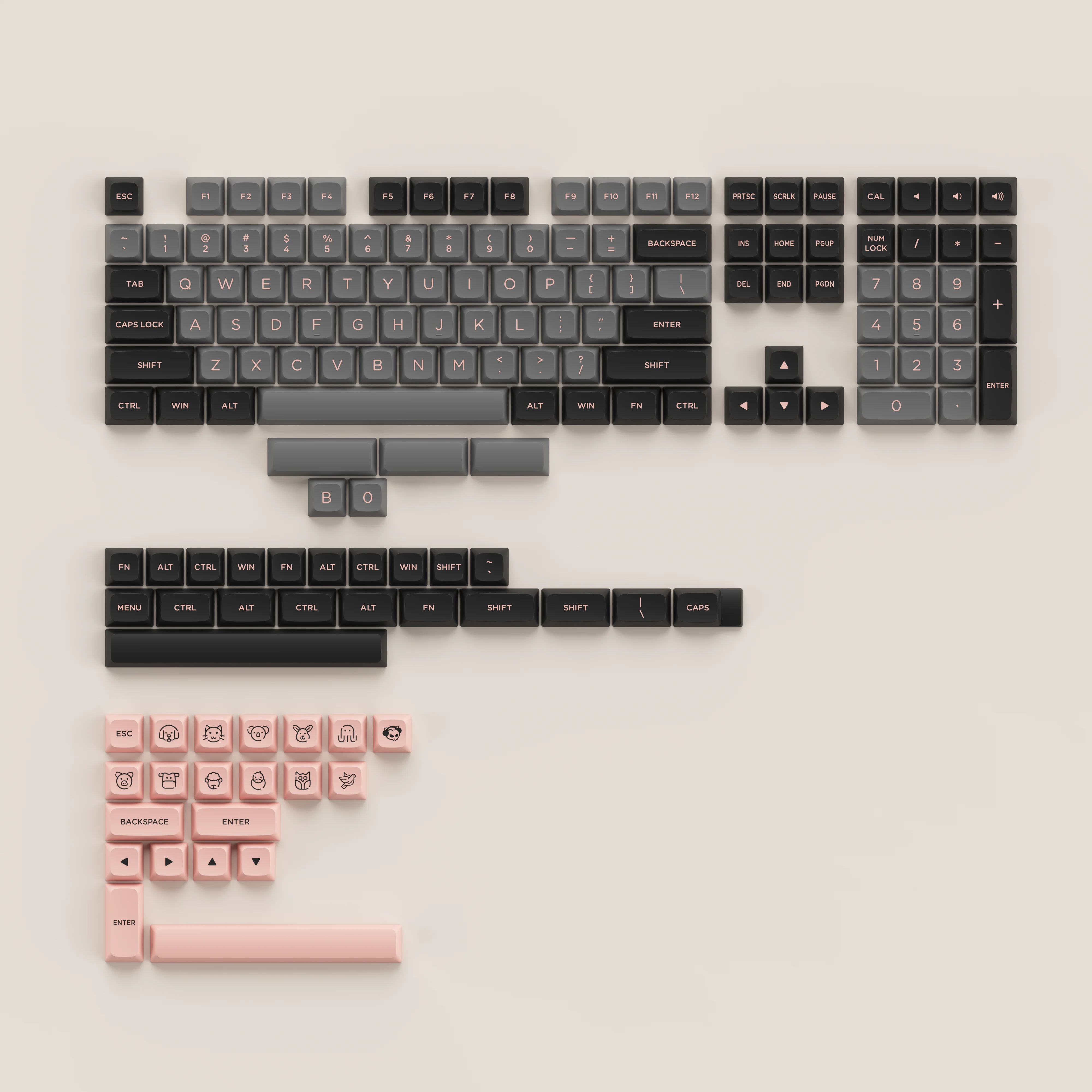 Black & Pink Keycap Set ASA Low(155-key) - Image 5