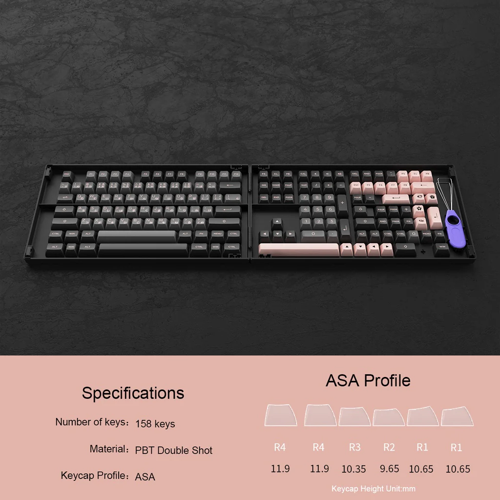 Black & Pink Keycap Set Hiragana Version (158-Key) - Image 3