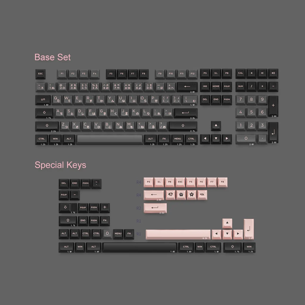 Black & Pink Keycap Set Hiragana Version (158-Key) - Image 4