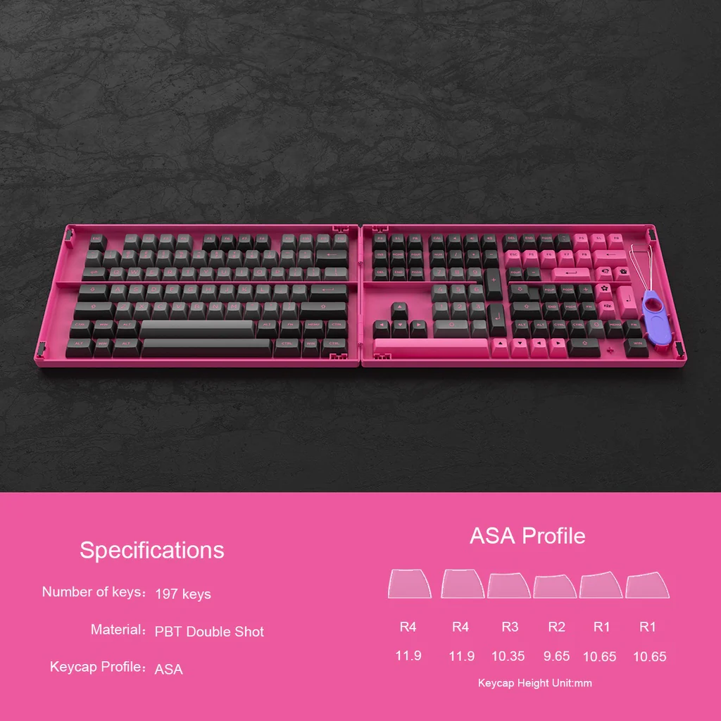 Black & Rose Keycap Set(197-Key) - Image 3
