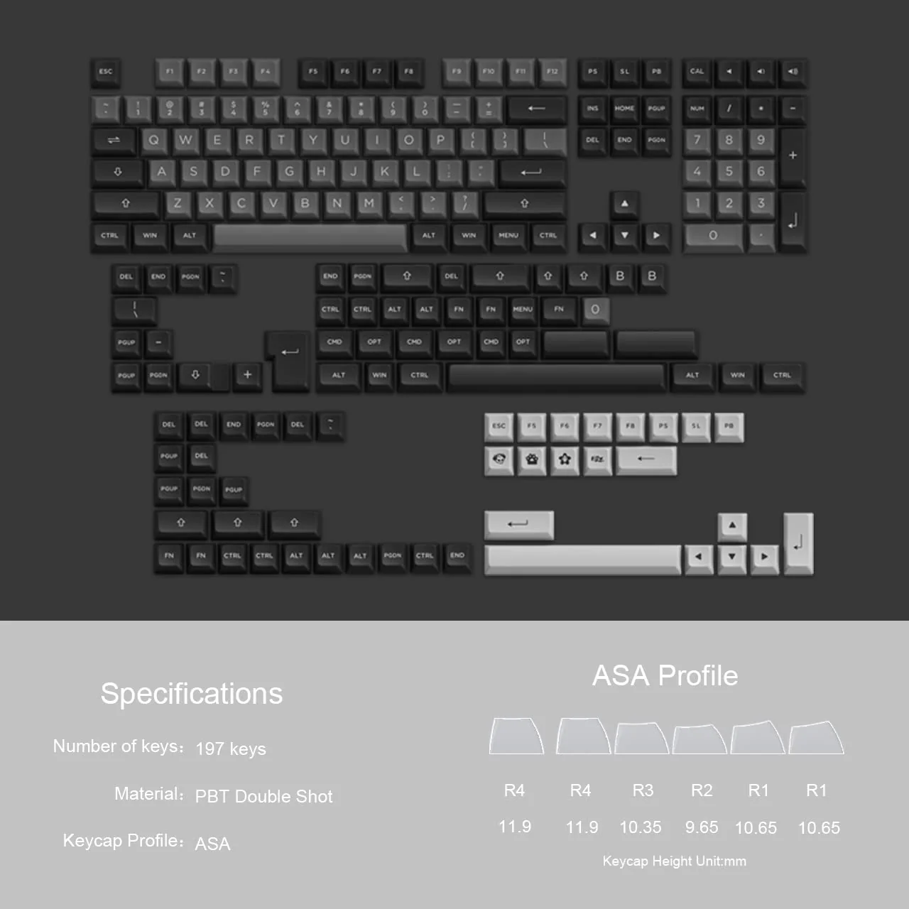 Black & Silver Keycap Set(197-Key) - Image 3