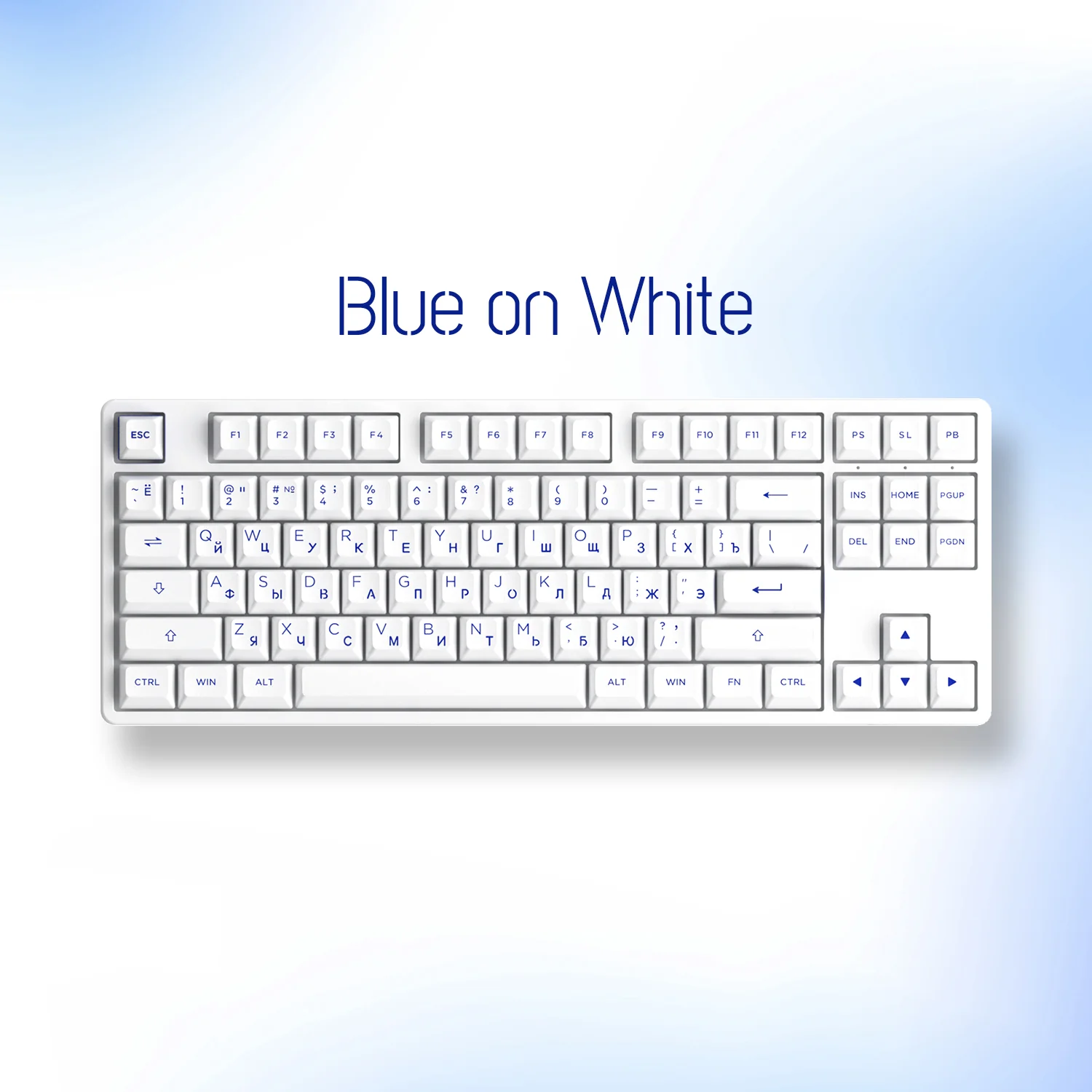 Blue on White Cyrillic Keycap Set (88-key) - Image 3