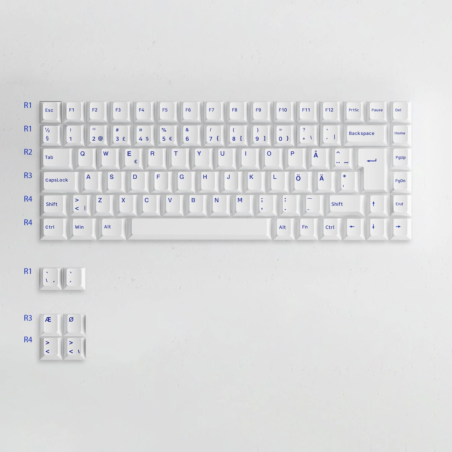 Blue on White ISO Nordic Keycap Set (91-key) - Image 13