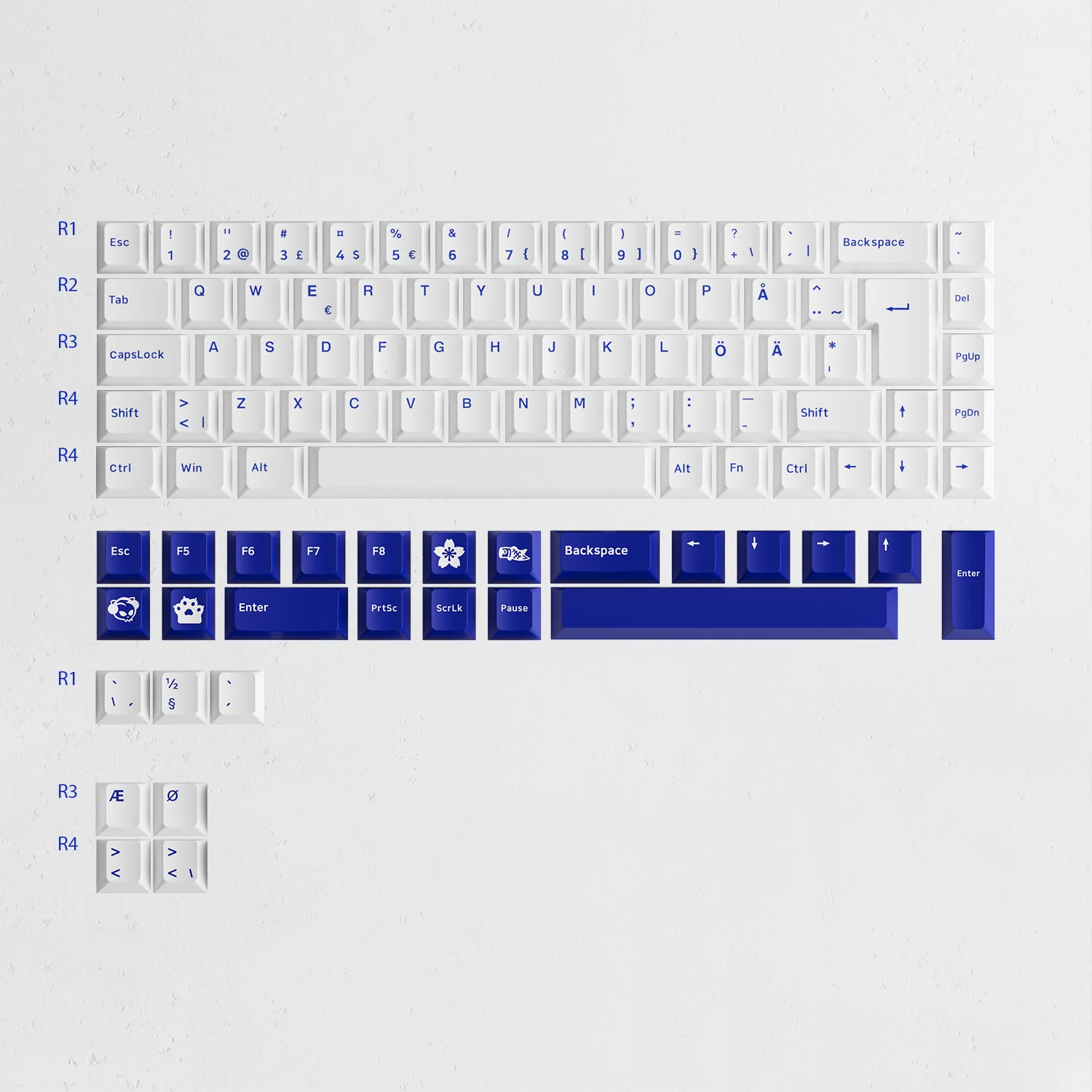 Blue on White ISO Nordic Keycap Set (96-key) - Image 11