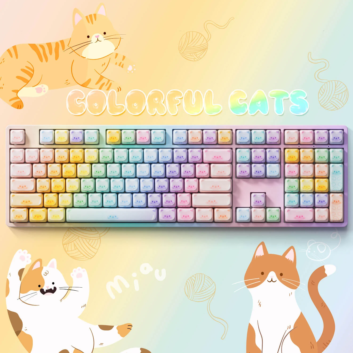 Colorful Cats Keycap Set (142-key) - Image 2