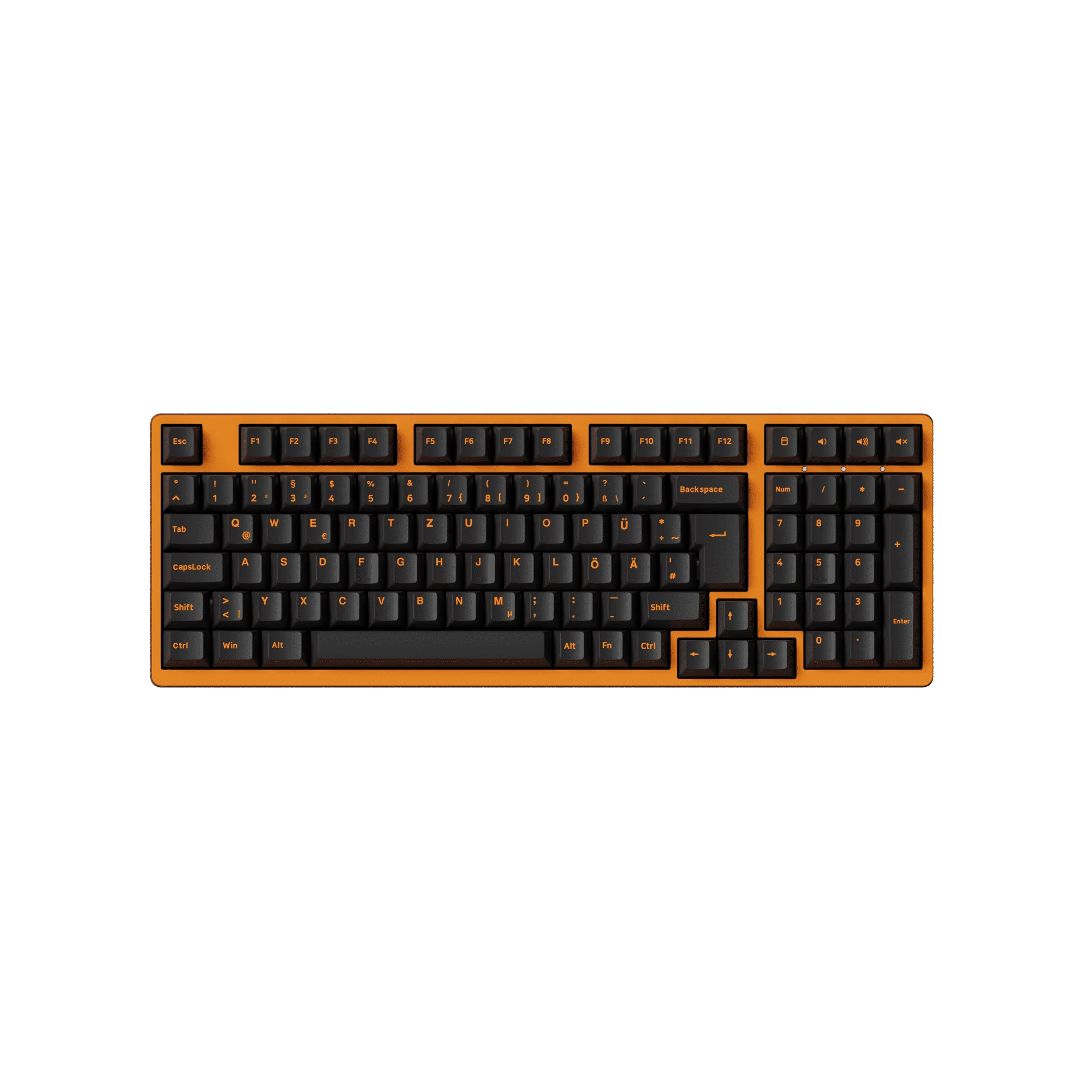 Orange on Black ISO-DE/UK/Nordic Keycap Set (210-key) - Image 10