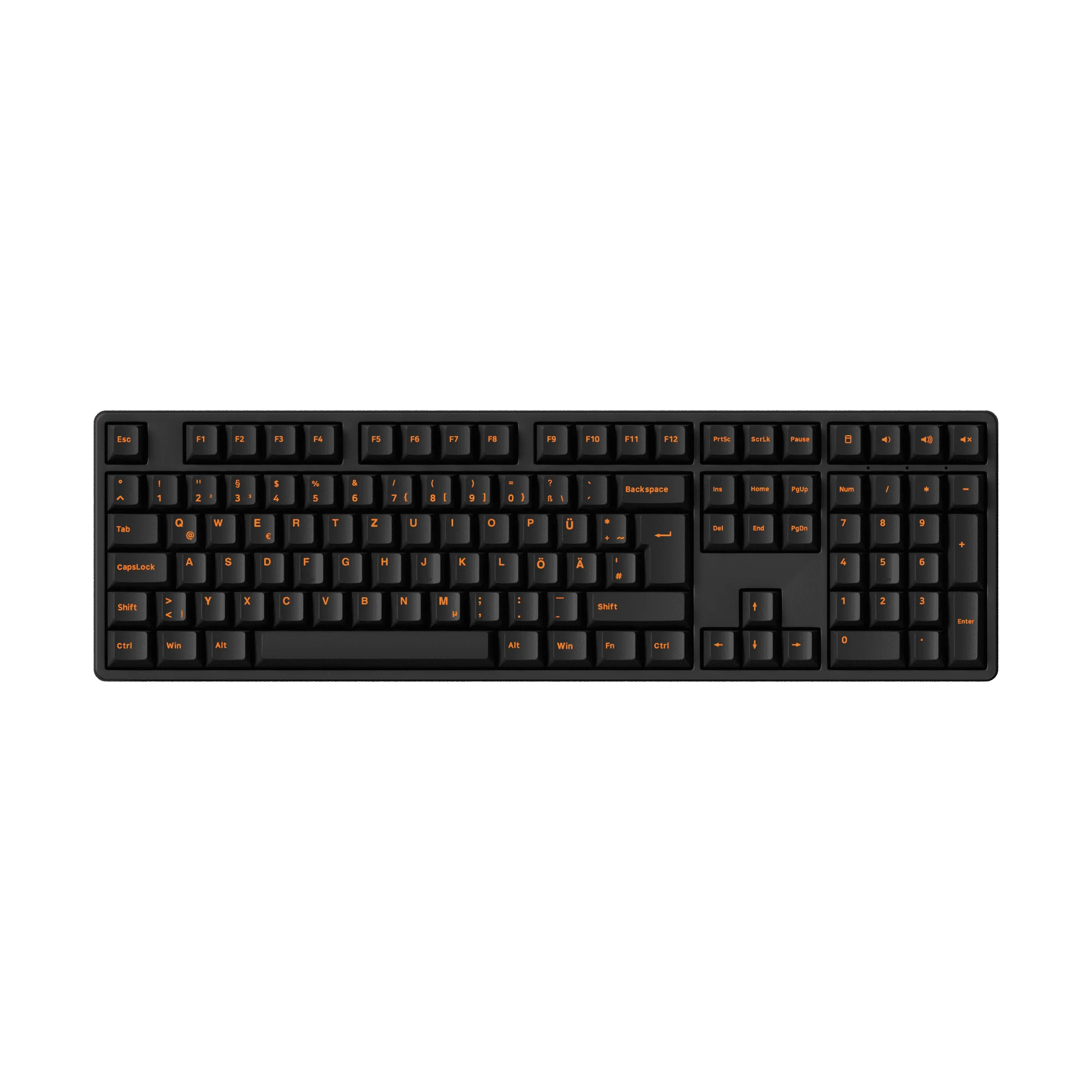 Orange on Black ISO-DE/UK/Nordic Keycap Set (210-key) - Image 11