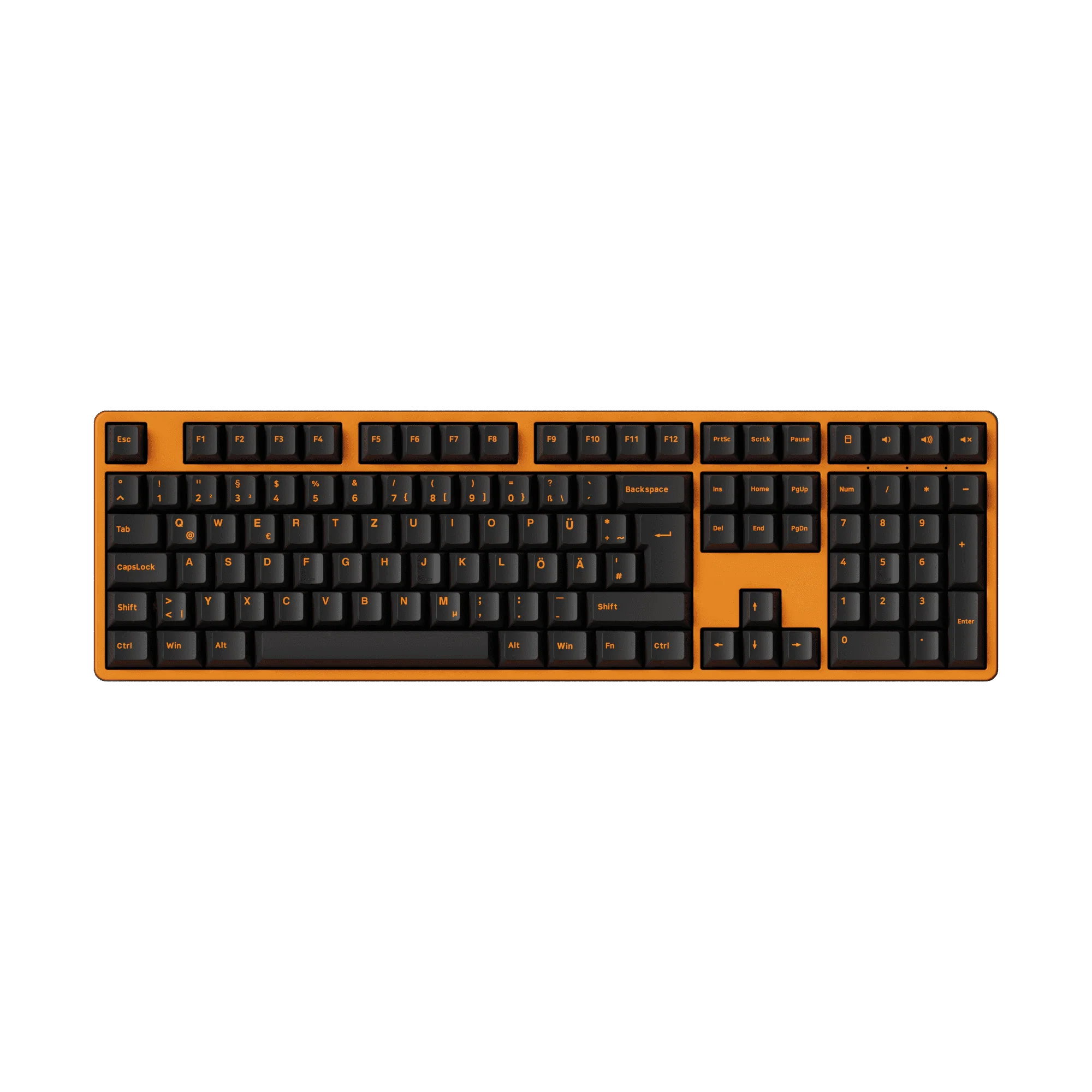 Orange on Black ISO-DE/UK/Nordic Keycap Set (210-key) - Image 12