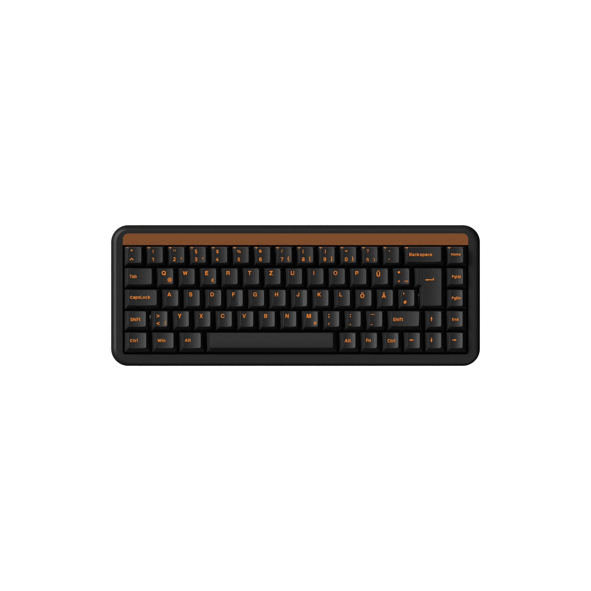 Orange on Black ISO-DE/UK/Nordic Keycap Set (210-key) - Image 3