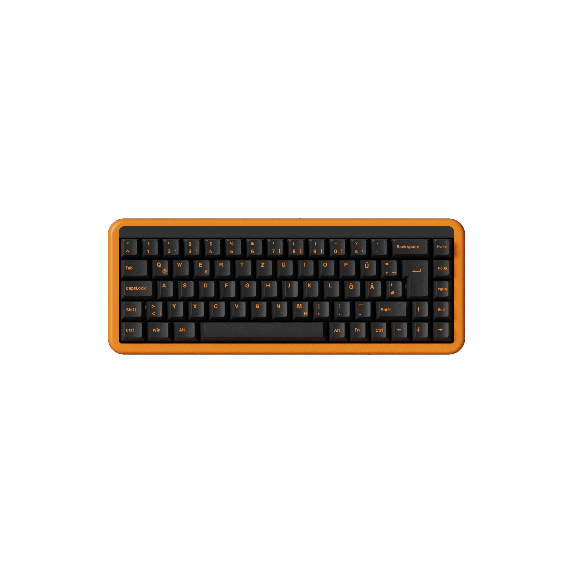 Orange on Black ISO-DE/UK/Nordic Keycap Set (210-key) - Image 4