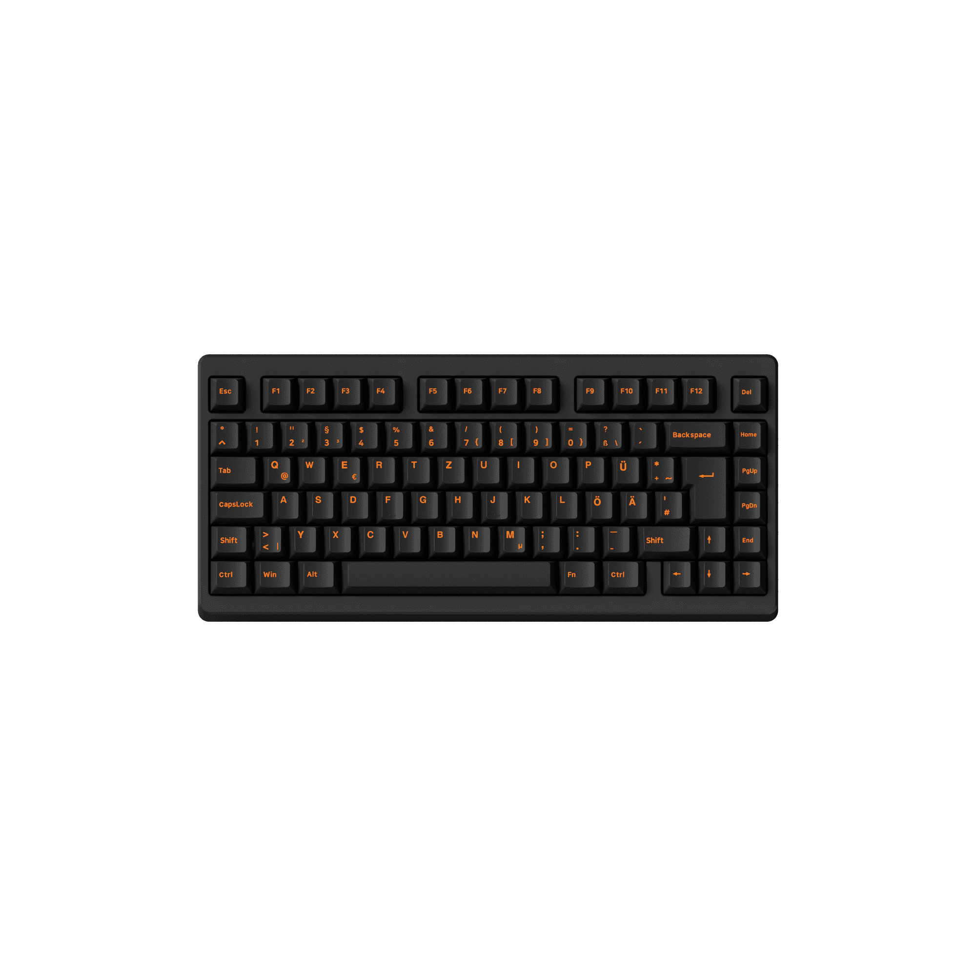 Orange on Black ISO-DE/UK/Nordic Keycap Set (210-key) - Image 5