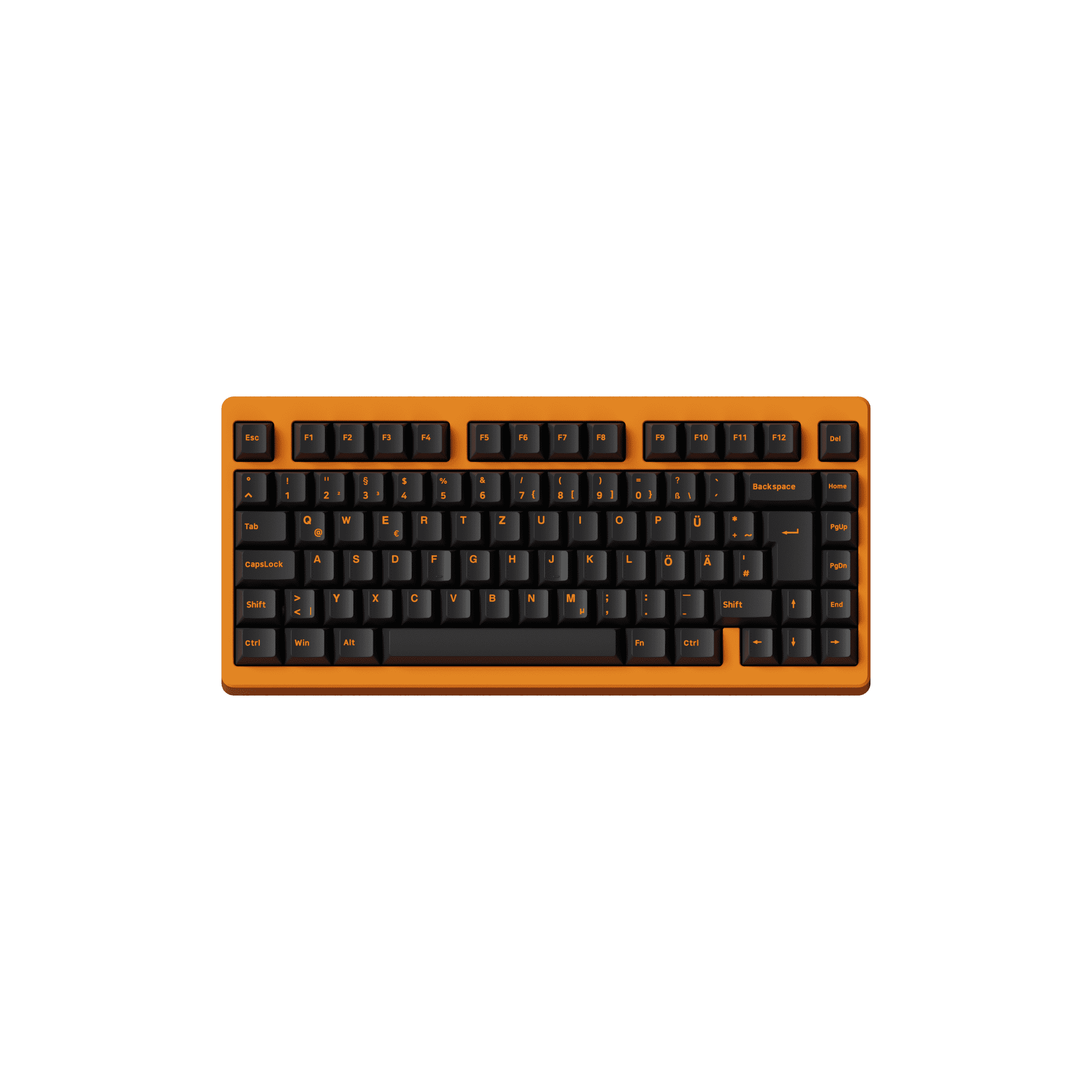 Orange on Black ISO-DE/UK/Nordic Keycap Set (210-key) - Image 6