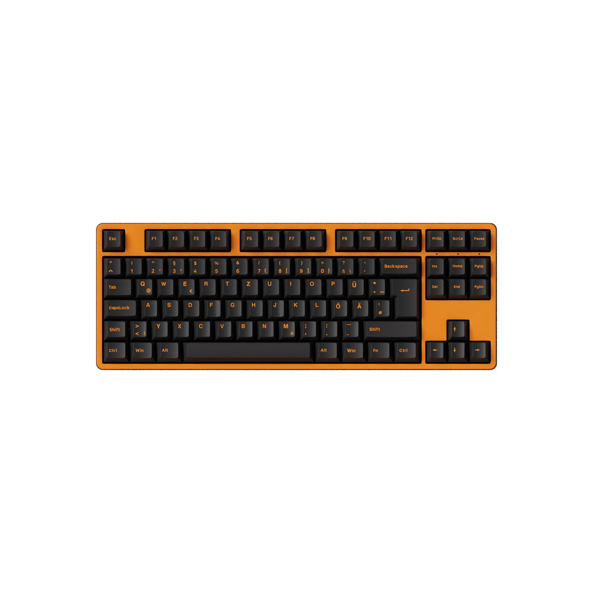 Orange on Black ISO-DE/UK/Nordic Keycap Set (210-key) - Image 8