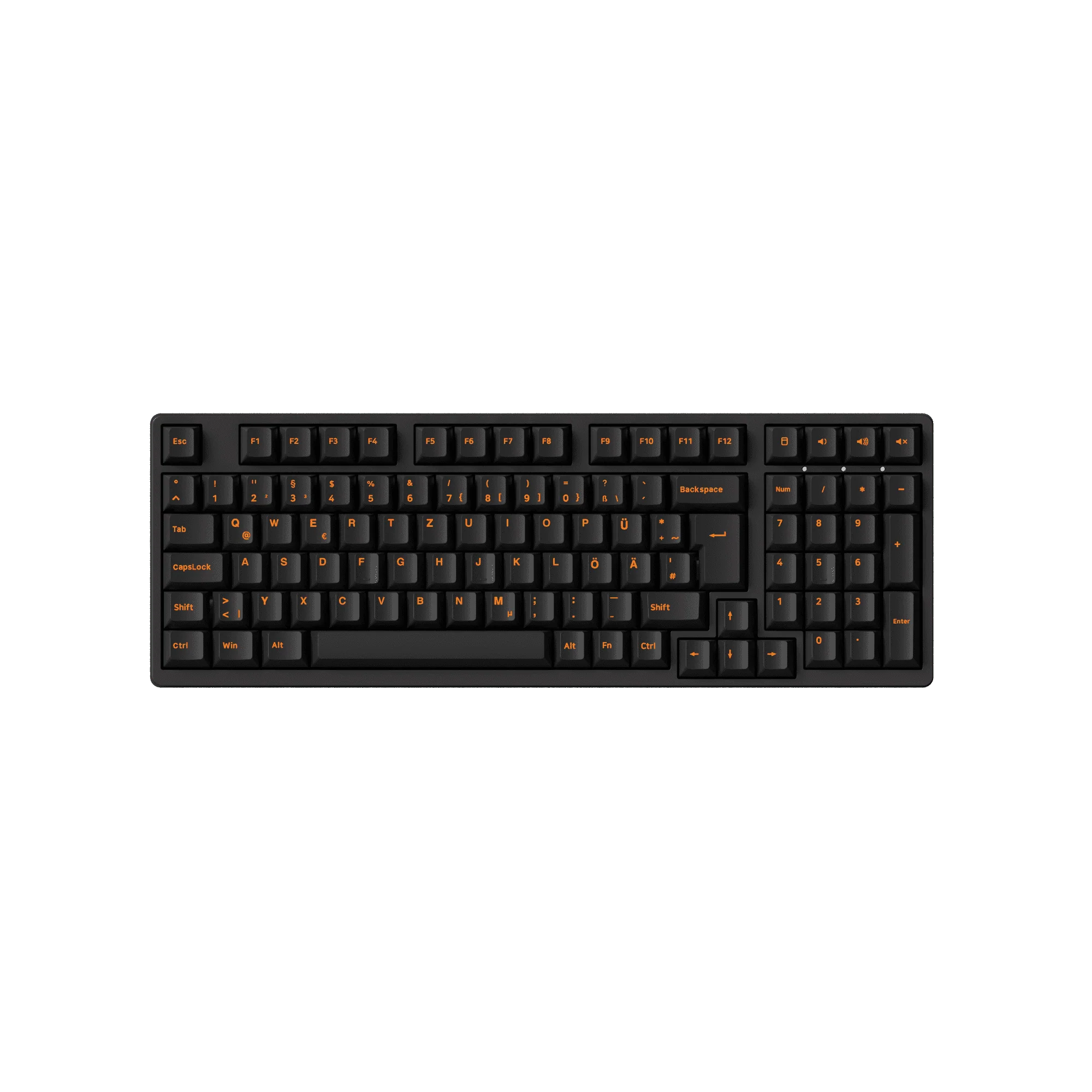 Orange on Black ISO-DE/UK/Nordic Keycap Set (210-key) - Image 9