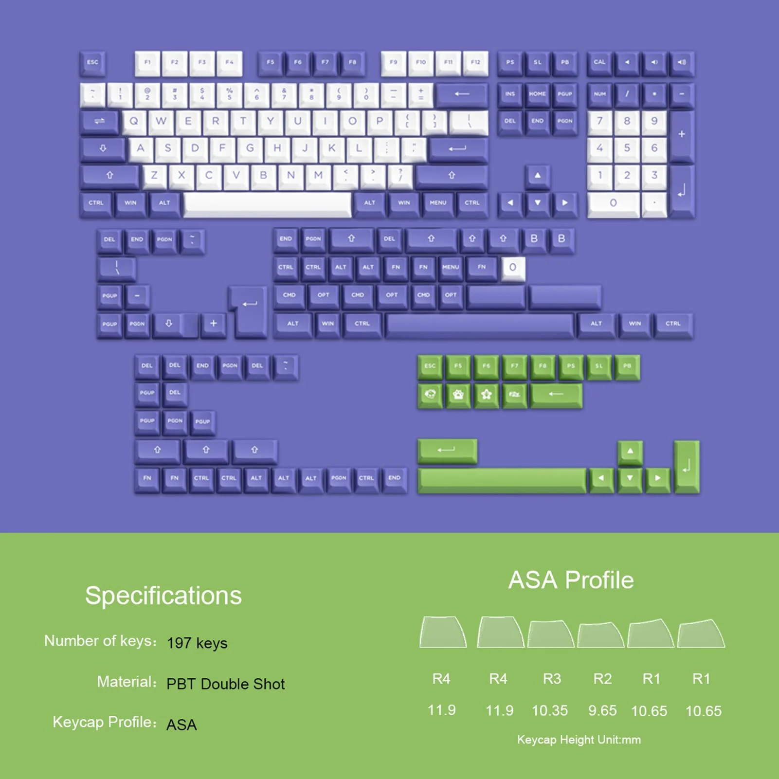 Periwinkle Very Peri Keycap Set(197-Key) - Image 3