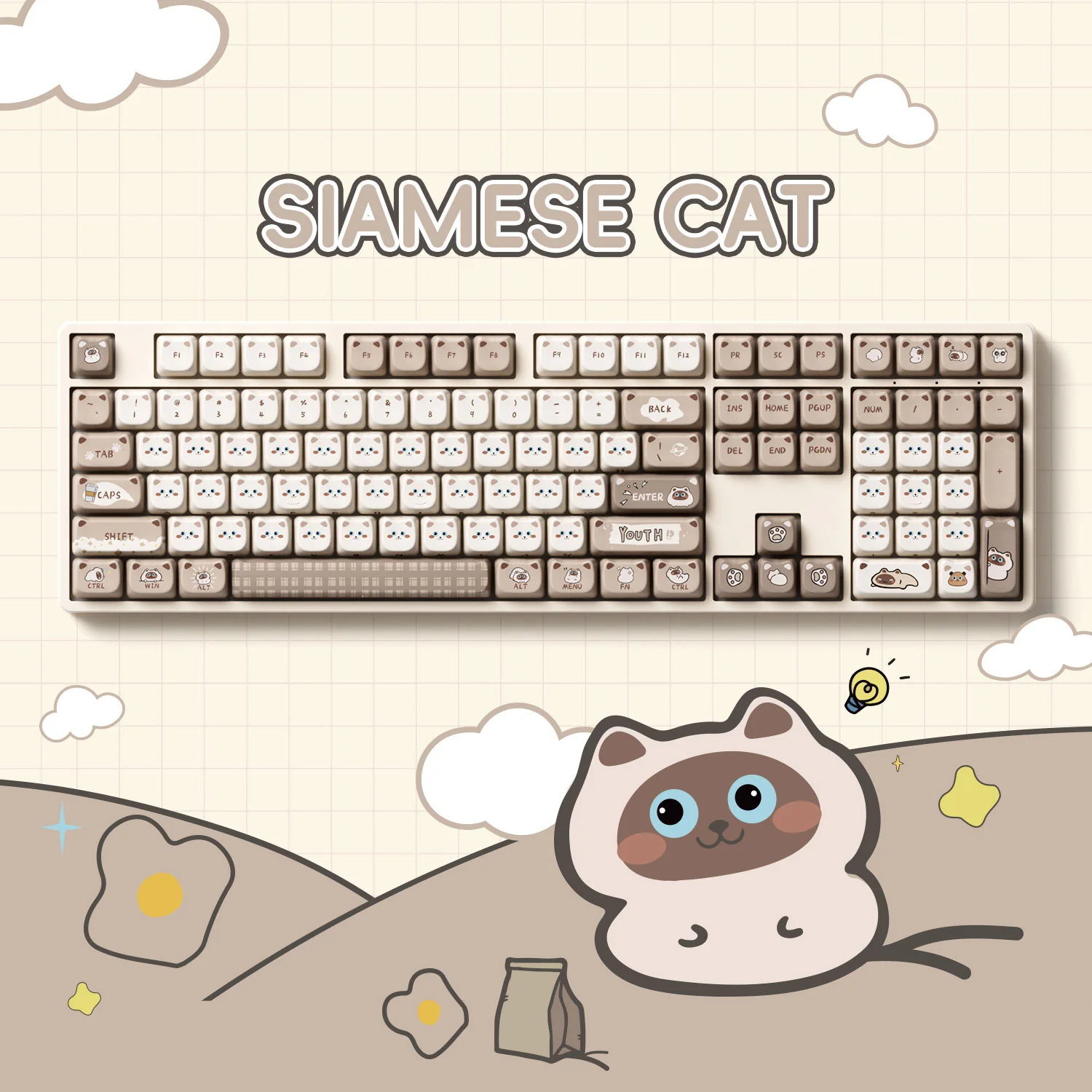 Siamese Cat Keycap Set (142-key) - Image 2