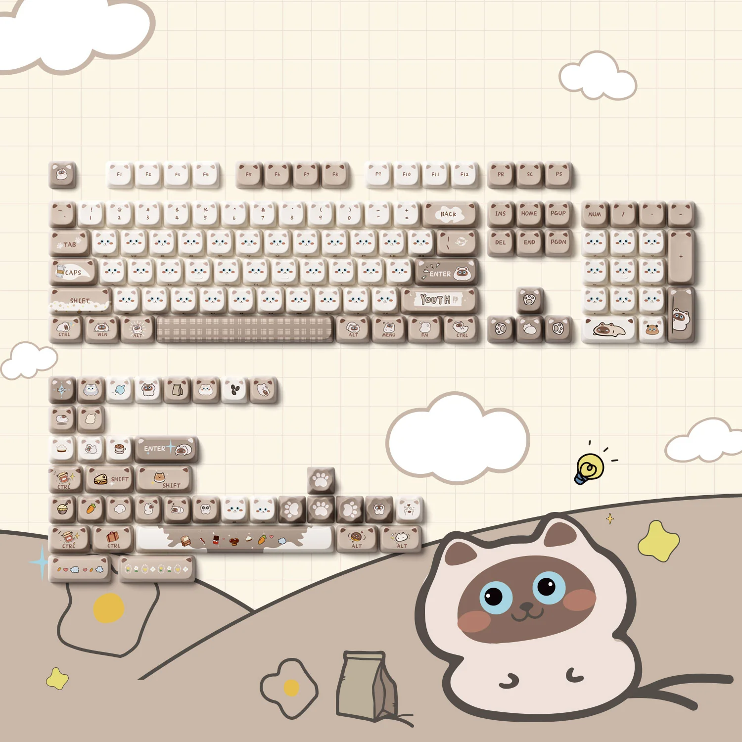 Siamese Cat Keycap Set (142-key) - Image 3